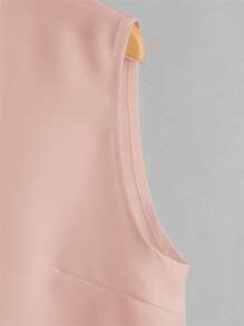 SHEIN LUNE Áo sơ mi không tay cài cúc phía trước, kiểu dáng thường ngày cho mùa hè. - Màu Hồng San hô - Xem 5