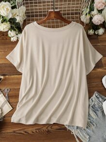 SHEIN LUNE Plus Figure Graphic Tee - Khaki - View 2