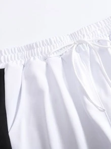 Manfinity Homme 男士撲克牌圖案T恤和短褲 - 白色 - 查看 3