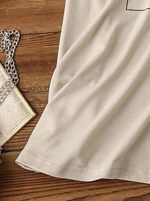 SHEIN LUNE Plus Figure Graphic Tee - Khaki - View 4