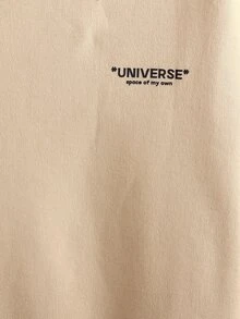 Manfinity Men Letter Graphic Contrast Side Seam Thermal Sweatshirt - Khaki - View 5