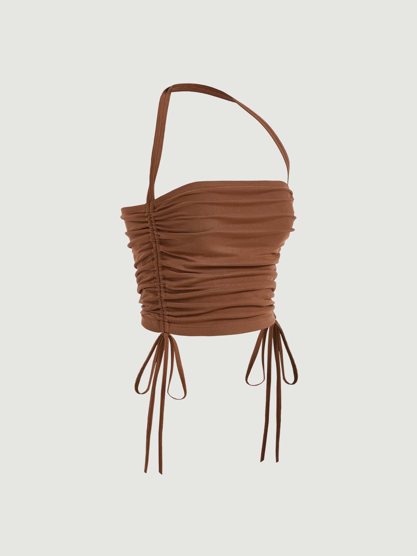 SHEIN MOD Solid Drawstring Halter Top SHEIN USA