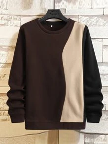 Manfinity Men Two Tone Thermal Lined Sweatshirt - Chocolate Brown - View 1