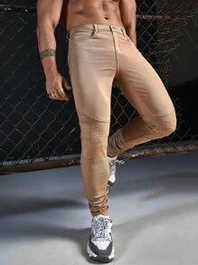 Manfinity Men Solid Skinny Stacked Jeans - Khaki - View 6