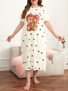 Camisón de pijama con estampado de oso de talla grande