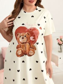 Camisón de pijama con estampado de oso de talla grande