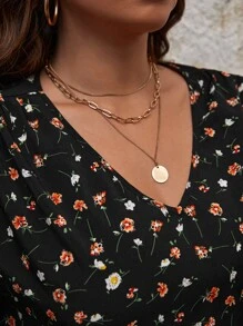 SHEIN Frenchy Plus Ditsy Floral Lantern Sleeve Blouse - Multicolor - View 4