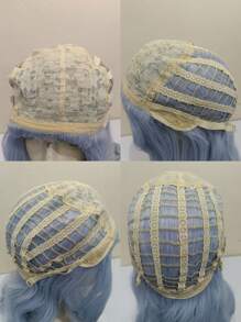 Peluca sintética cosplay extra larga ondulado - Azul - Ver 9