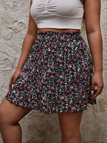 SHEIN Frenchy Plus Ditsy Floral Skirt - Multicolor - View 4