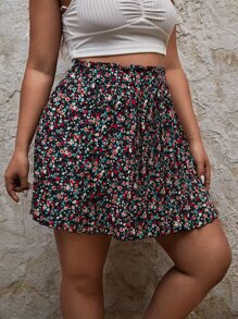 SHEIN Frenchy Plus Ditsy Floral Skirt - Multicolor - View 5