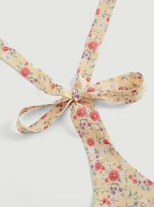 SHEIN MOD Ditsy Floral Tie Shoulder Cami Top - Yellow - View 3