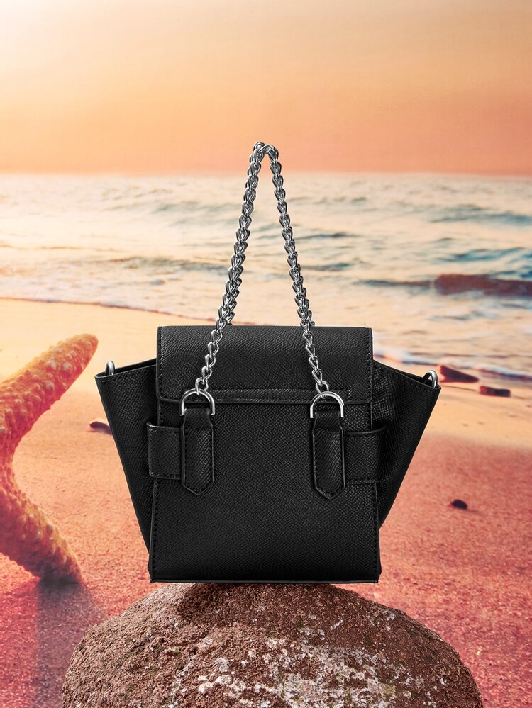 Mini Chain & Sequin & Studded Decor Square Bag