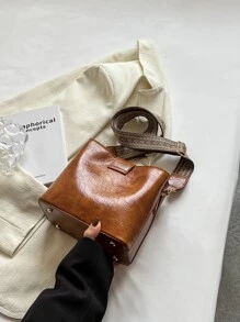 迷你縫合細節方形包復古斜背包流浪漢包復古京劇印花手提包女休閒手提包單肩皮夾