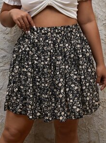 SHEIN VCAY 大碼碎花荷葉邊半身裙 - 彩色 - 查看 3