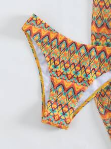 3packs Geo Print Triangle Summer Beach Bikini Set & Beach Skirt - Multicolor - View 4
