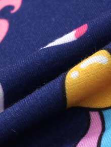 Toddler Girls Unicorn Print Ruffle Trim Dress & Bag - Navy Blue - View 7