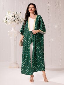 Al Najma 碎花蝙蝠袖外套和不對稱領洋裝