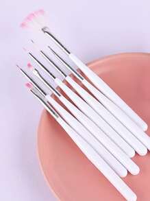 Pincel para decoración de uñas, bolígrafo para dibujo de uñas, 7 piezas con mango de plástico, pincel para diseño de uñas, herramientas para pintar y dibujar uñas, para uso doméstico y salón de uñas profesional - Blanco - Ver 1