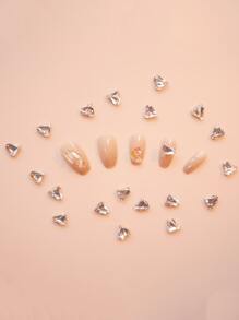 20 hạt đá trang trí móng tay hình trái tim cong màu hồng 3d - Màu Hồng baby - Xem 1