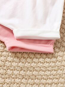 嬰兒2入組素色彈性腰帶短褲 - 彩色 - 查看 4