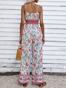GENKIRA Allover Floral Print Cami Top & Wide Leg Trousers - Multicolor - View 2