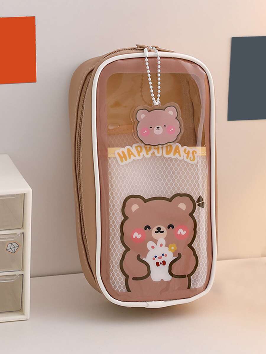 1pc Cartoon Graphic Pencil Case - Multicolor - View 1