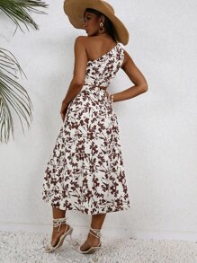 SHEIN VCAY Top crop con estampado floral & Falda bajo con fruncido - Multicolor - Ver 2