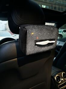 1 gói Hộp đựng khăn giấy trang trí ô tô bằng kim cương giả - Nhiều màu - Xem 1