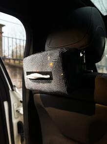 1 gói Hộp đựng khăn giấy trang trí ô tô bằng kim cương giả - Nhiều màu - Xem 3