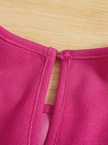 SHEIN Toddler Girls Ruffle Trim Pearls Beaded Blouse - Hot Pink - View 3