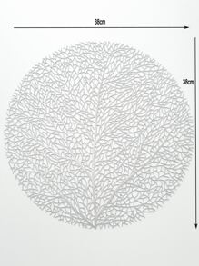 1pc Hollow Out Round Placemat - Silver - View 2