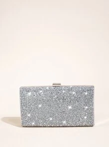 Efektowne, eleganckie, wykwintne, ciche, luksusowe cekiny, stylowe, luksusowe, błyszczące kobiety Błyszcząca torebka z kopertówką Brokatowa torba wieczorowa Bling wieczorowa torebka na wesele do tańca Sztuczna perła, kryształ górski na imprezę, dziewczynę, kobietę, pannę młodą idealną na imprezę, wesele, bal, kolację/ Bankiet - Srebro - Zobacz 2