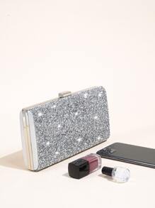 Efektowne, eleganckie, wykwintne, ciche, luksusowe cekiny, stylowe, luksusowe, błyszczące kobiety Błyszcząca torebka z kopertówką Brokatowa torba wieczorowa Bling wieczorowa torebka na wesele do tańca Sztuczna perła, kryształ górski na imprezę, dziewczynę, kobietę, pannę młodą idealną na imprezę, wesele, bal, kolację/ Bankiet - Srebro - Zobacz 5