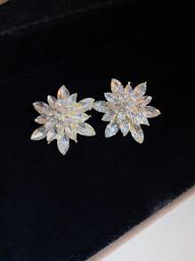 Andkiss Rhinestone Flower Decor Stud Earrings Valentines,Mom,Mother,Mother's Day,Gift - Multicolor - View 2