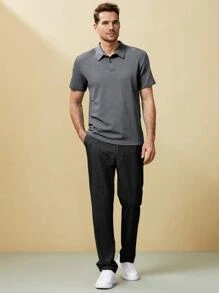 Manfinity NiteLyfe 男士素色POLO衫 - 灰色 - 查看 3