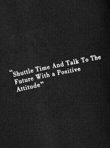 Manfinity Men Letter Graphic Pullover & Joggers - Black - View 3