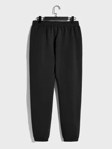 Manfinity Men Letter Graphic Pullover & Joggers - Black - View 7