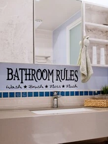 1 张浴室规则墙贴，清洗、刷洗、牙线、冲洗、可移除防水贴花、贴纸、墙贴、家居装饰乙烯基贴花、春季装饰品让您的家焕然一新、拉玛装饰贴纸
