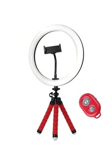 8 Inch Selfie Ring Light With Tripod Stand - Red - View 2