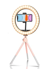 Luz de aro selfi 10 pulgadas con trípode - Rosa - Ver 2