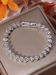 水钻心形装饰手链 情人节、妈妈、母亲、母亲节、礼物 - 銀色 - 查看 4