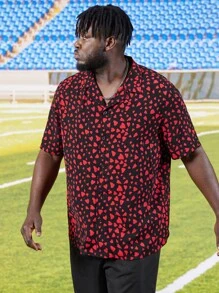 Manfinity Men Plus Allover Heart Print Shirt - Multicolor - View 1