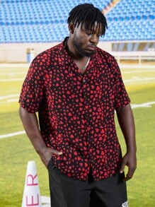 Manfinity Men Plus Allover Heart Print Shirt - Multicolor - View 3