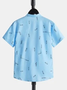 SHEIN 男孩筆和字母圖案襯衫