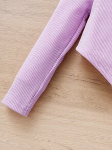 SHEIN Bebé Camiseta bajo pañuelo tejido de canalé - Lila Púrpura - Ver 4