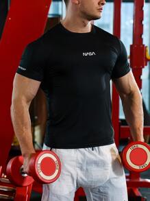 Manfinity Sport Corelite Men Letter Graphic Sports Tee - Black - View 1