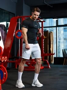 Manfinity Sport Corelite Men Letter Graphic Sports Tee - Black - View 5