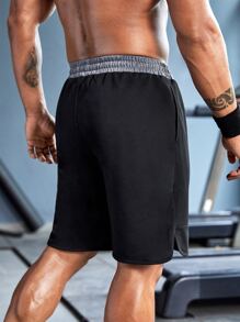 Manfinity Sport Corelite Men Slogan Graphic Sports Shorts - Black - View 2