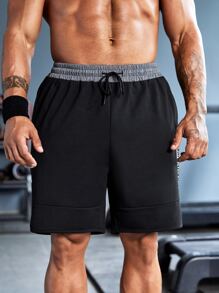 Manfinity Sport Corelite Men Slogan Graphic Sports Shorts - Black - View 3