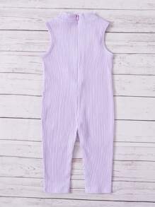 SHEIN Baby Ribbed Knit Sleeveless Jumpsuit - Lilac Purple - View 2